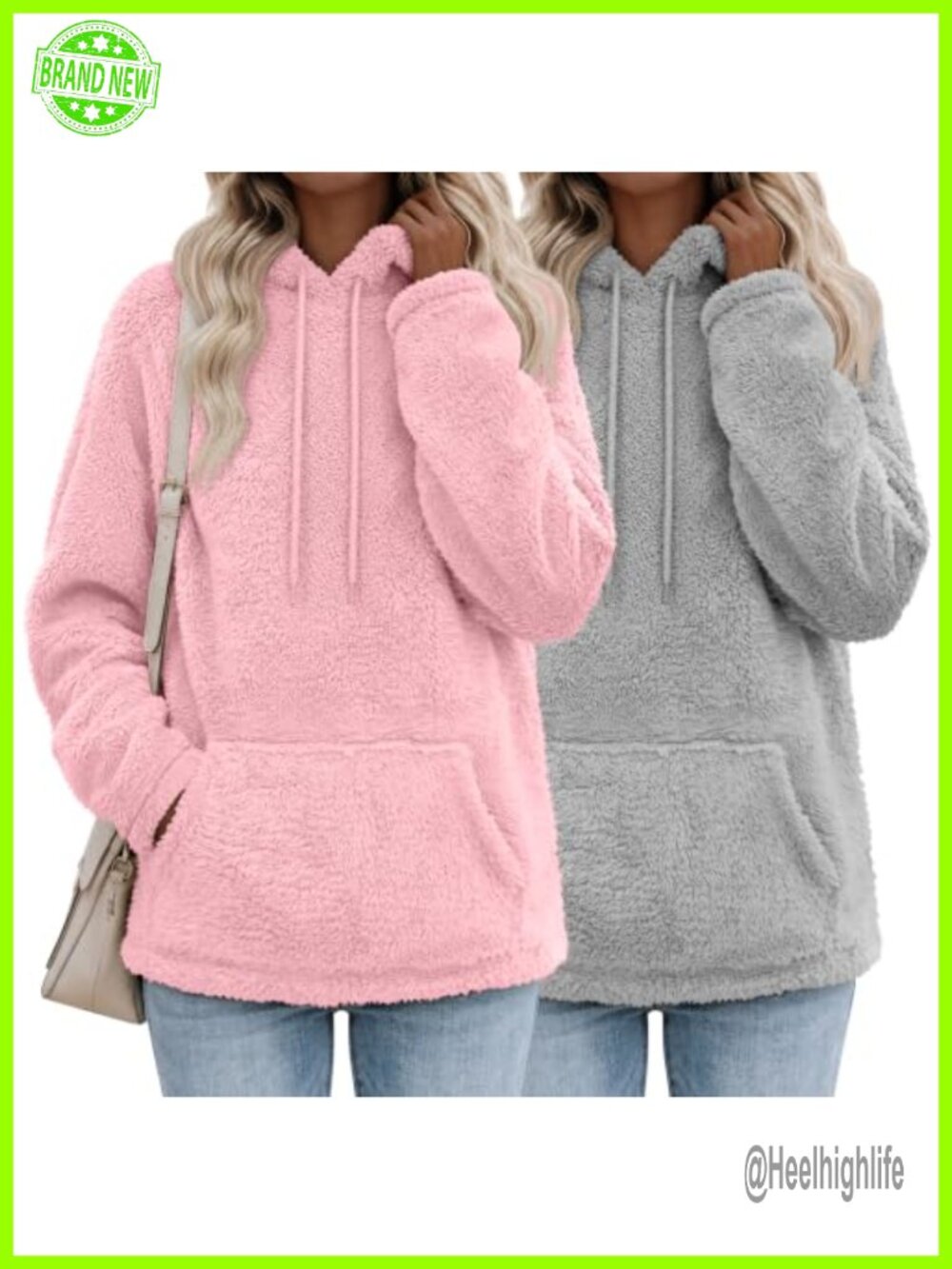 2 Pack Womens Oversized Fuzzy Fleece Pullover Hoodie Sherpa